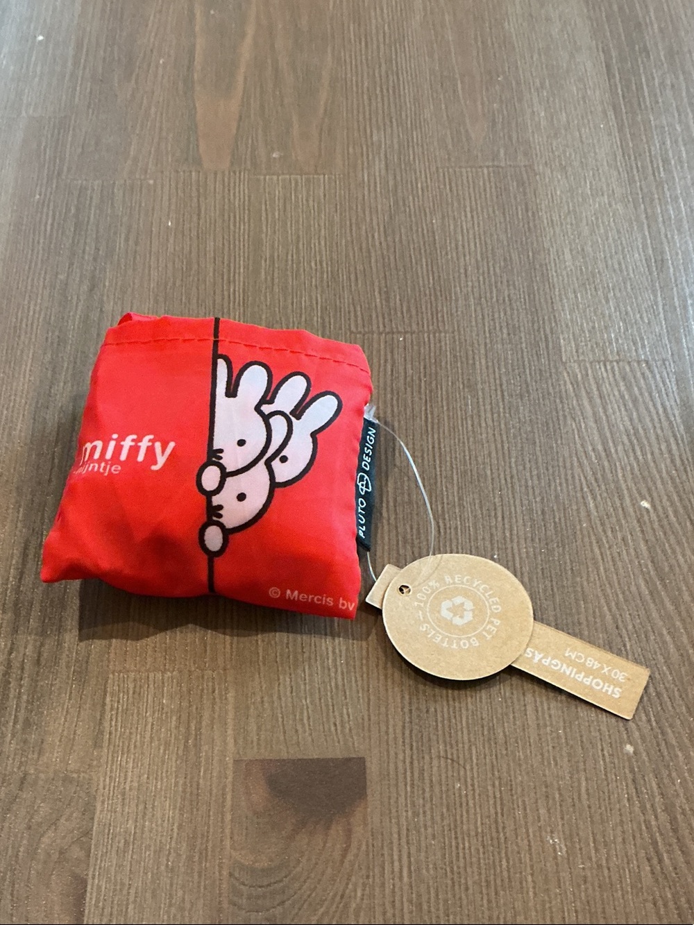 Nijntje x Miffy Red Foldable Tote with Miffy Peekaboo Print